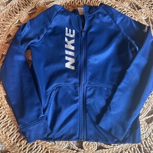Nike Kids Royal Blue Full-Zip Hoodie with White Logo